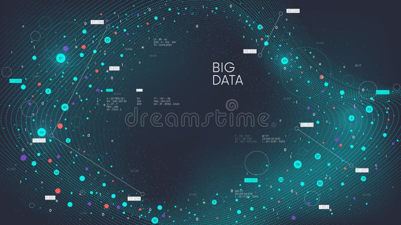 Visualización de flujo de información digital streaming futurista de red neuronal de la estructuración y análisis de grandes datos ilustración del vector
