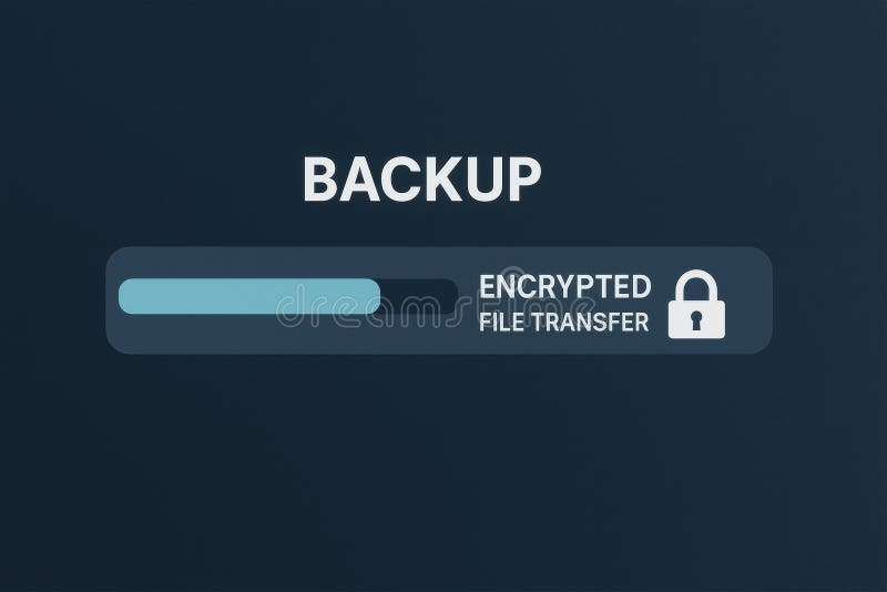 Data Backup Process Indication with Encrypted File Transfer Progress Bar Visual Representation vector illustration