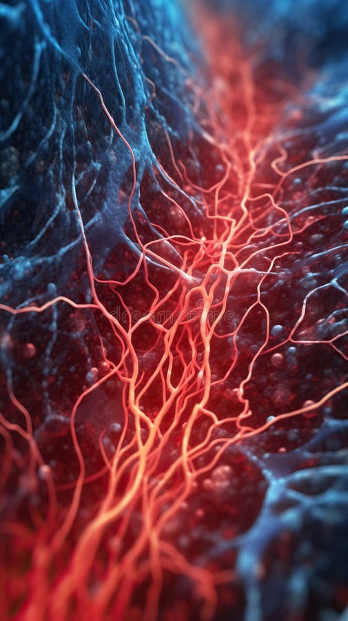 Visualization of a human brain\'s inner nervous system structure stock illustration