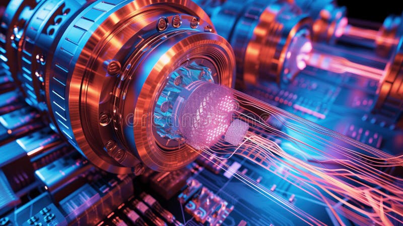 Visualization of Quantum computer super microchip semiconductor royalty free stock photos