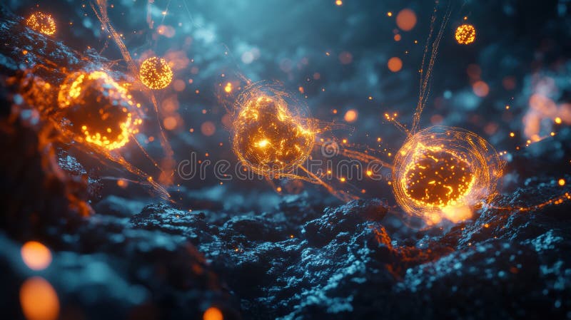 Visualization shows antibodies actively engaging and attacking pathogens in a detailed cellular environment. Generative stock image