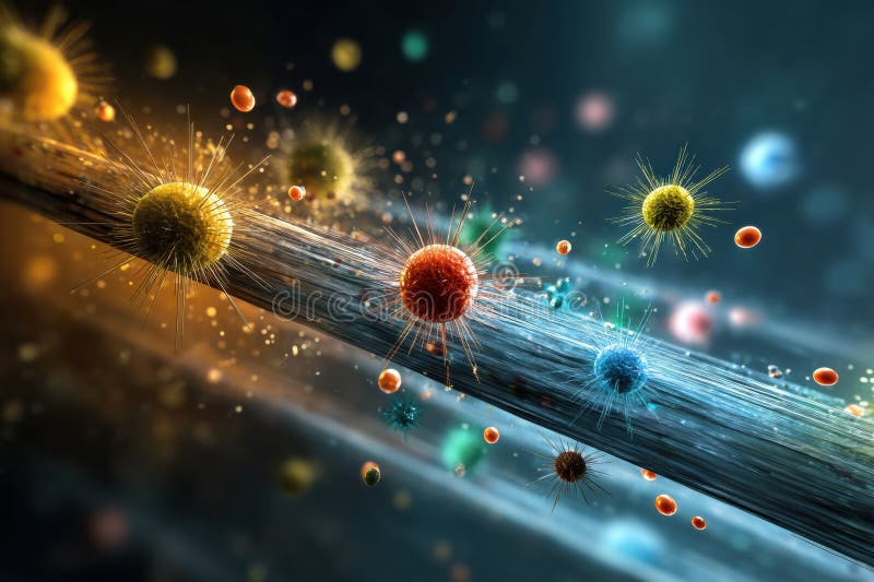 Resistant Bacteria Overcoming Drug Barriers in an Abstract Scientific Visualization of Antibiotic Challenges Generative royalty free stock photos
