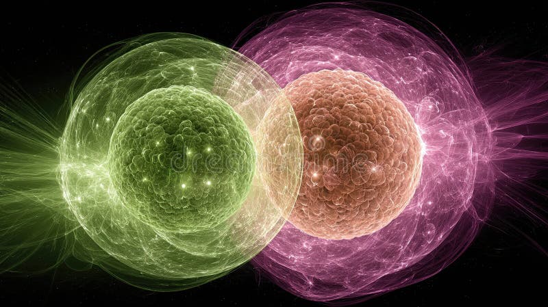 Visualization Shows Vibrant Interactions of Subatomic Particles, Viruses, and Molecules stock photography