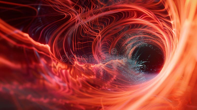 A visualization of the spacetime fabric being distorted and stretched by the intense gravity of a black hole and quantum royalty free stock images