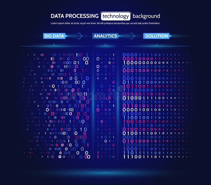 Big data visualization. Information analytics concept. Abstract stream information. Filtering machine algorithms. Sorting binary code. Vector technology background. Big data visualization. Information analytics concept. Abstract stream information. Filtering machine algorithms. Sorting binary code. Vector technology background.