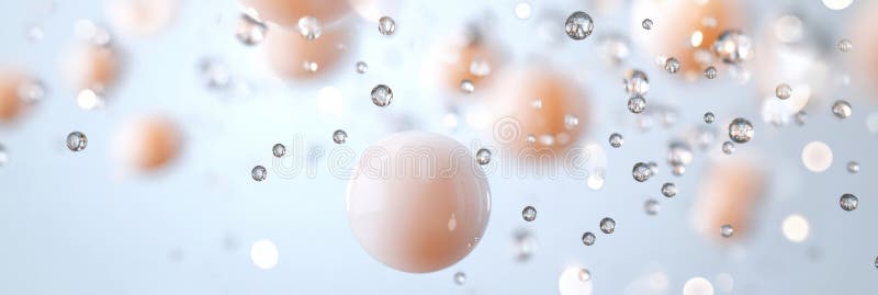 Visualizing the dynamic qualities of Newtonian fluids in motion with soft spheres and suspended droplets stock photos