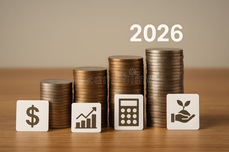 Investment growth strategy for financial planning in 2026 with money management and wealth building royalty free illustration