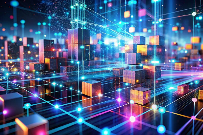 Visualizing the Future Dynamic Data Visualization Explores Vast Datasets with Intricate Motion Graphics Showcasing Big vector illustration