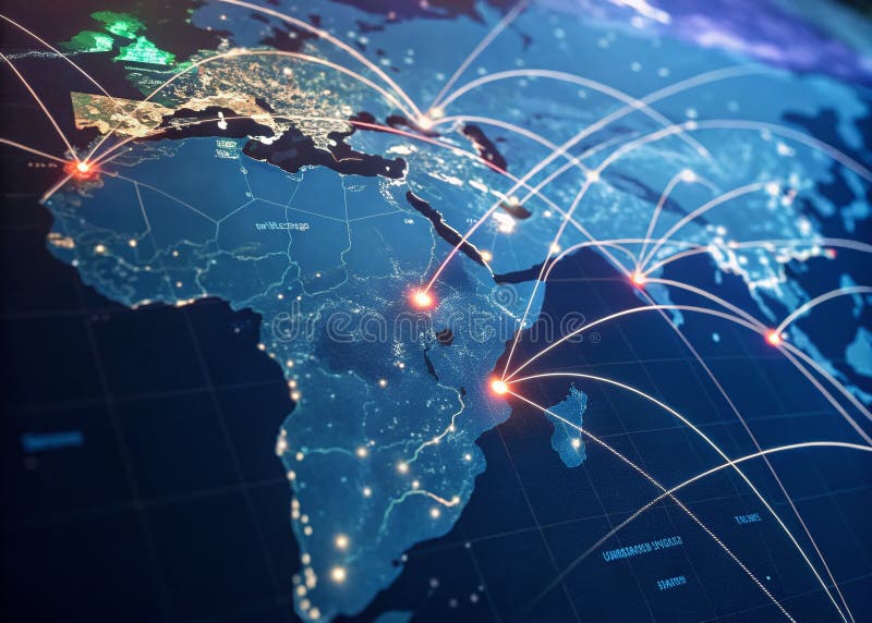 Visualizing the Global Data Network Long Exposure Photography Reveals Advanced Digital Mapping Technology stock illustration
