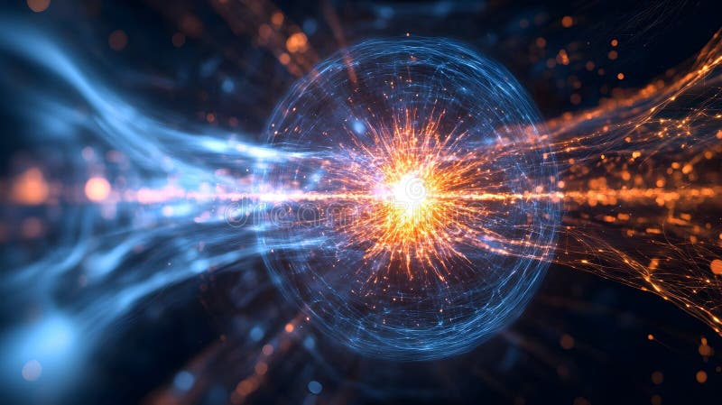 Visualizing the Intense Nuclear Fission Reaction at Atomic Level vector illustration