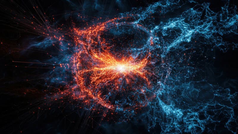 Visualizing intricate alliances a glowing network of connections in an abstract cosmic environment stock illustration
