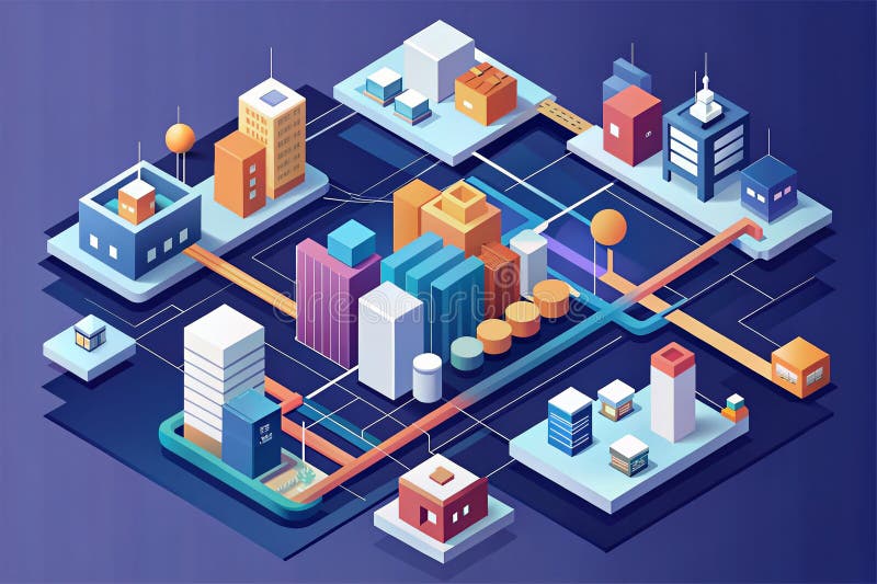 Visualizing Urban Exploration A StepbyStep Isometric Data Flow Diagram for Beginners and Experts royalty free illustration