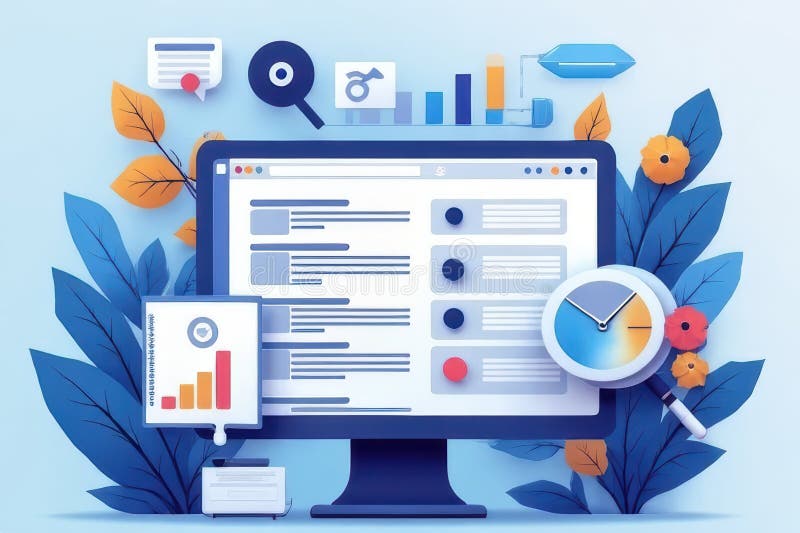 Visualizing Website Optimization Processes Using Stock Photos in SEO Ranking Factor royalty free illustration