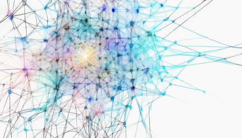 Visualizzazione astratta della rete neurale. Un'affascinante visualizzazione astratta di una rete neurale con nodi e linee interconnessi in colori pastello. il design intricato e moderno cattura la complessità e la bellezza dell'intelligenza artificiale perfetta per temi legati all'innovazione e all'innovazione tecnologica. generazione ai generata