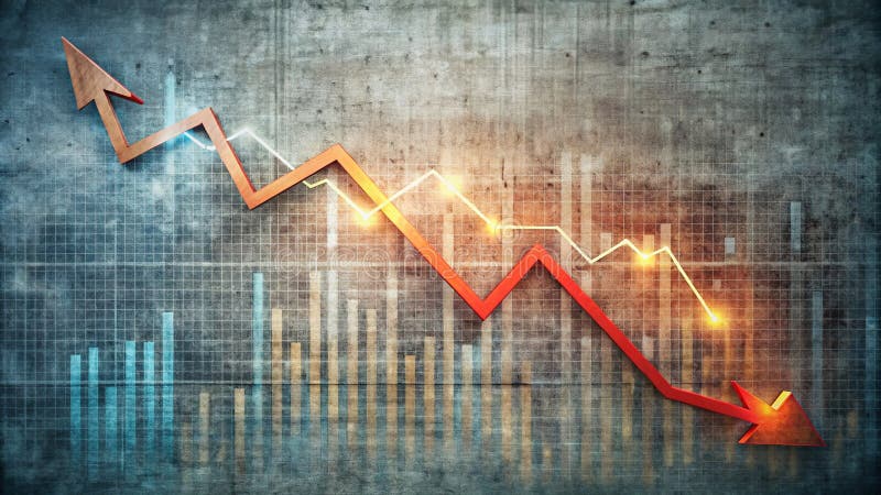Visualizzazione delle tendenze finanziarie Un'analisi a doppia esposizione dei dati economici e industriali del mercato azionario illustrazione vettoriale