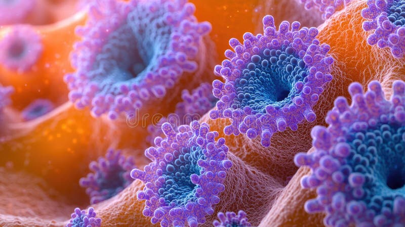 Visualizzazione dettagliata dei polipi corallini vibranti nella chiusura di un ecosistema marino sottomarino illustrazione vettoriale