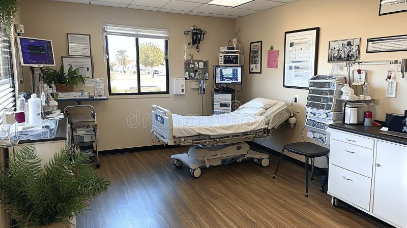 Visualizzazione di sale medicali create dall'AIG illustrazione di stock