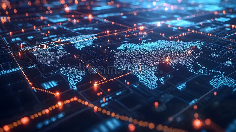 Visualizzazione digitale della tecnologia Blockchain Supply Chain illustrazione vettoriale