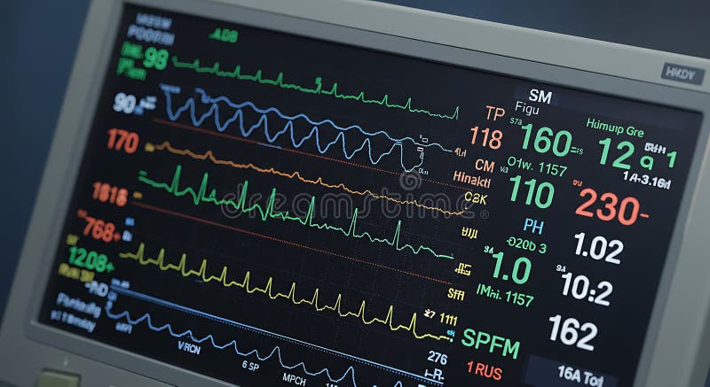 Visualizzazione monitor medicali generati dall'AIG illustrazione vettoriale
