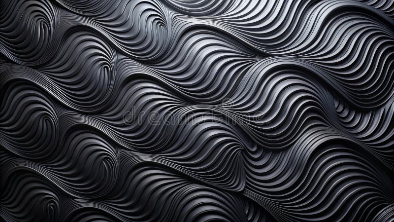 Abstract dark gray swirling wave pattern texture background. Generative AI vector illustration