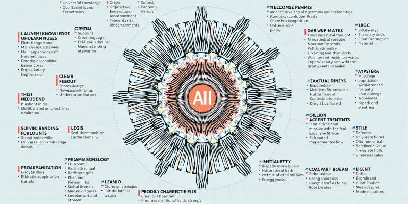 Complex Infographic with Detailed Technical Terminology stock illustration