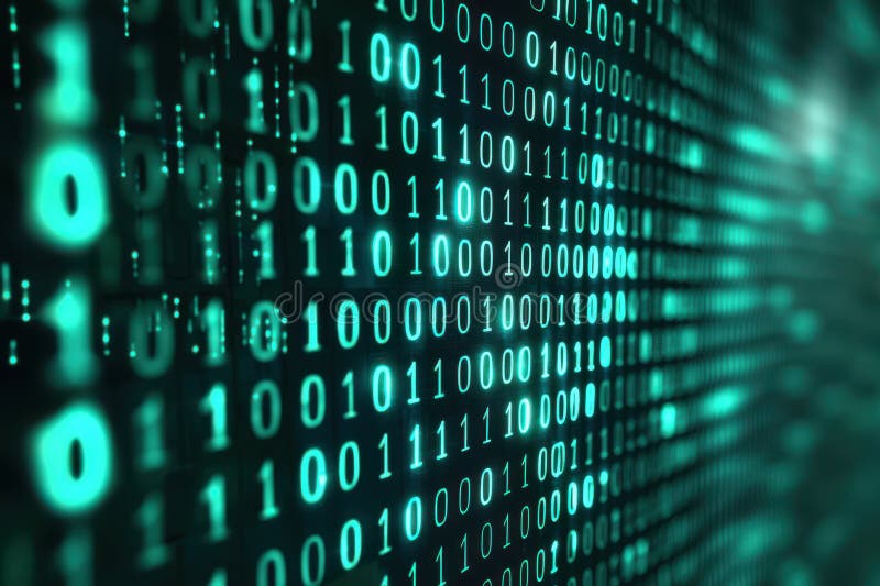 Visually Striking Digital Pattern with Flickering Binary Code and Bright Highlights stock photography