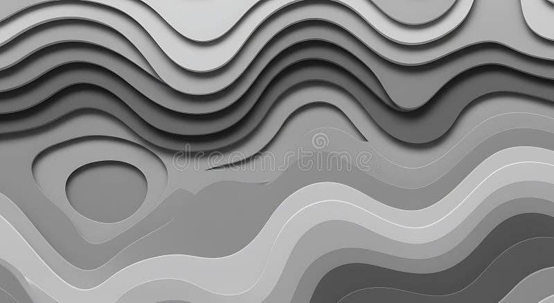 Abstract Gray Wave Layers: A 3D Paper Cut Style Background vector illustration