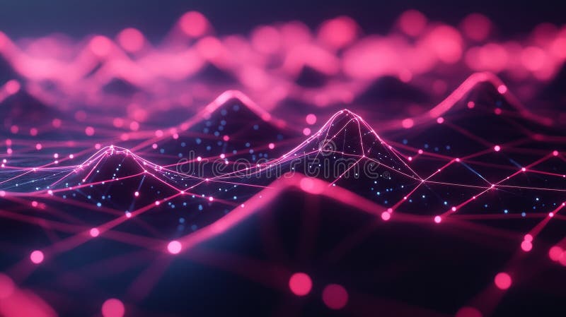 Visuell representation av kvantkryptografinät som visar insnärjda partikelpar som är anslutna av glödande trådar stock illustrationer