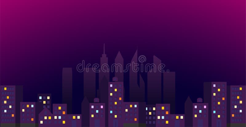 Visão noturna da cidade moderna. ilustração stock