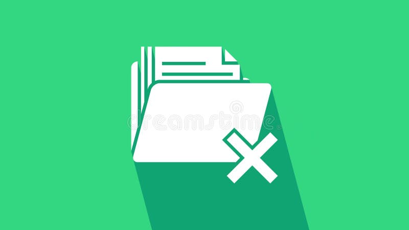 Vit borttagningsmappikon isolerad på grön bakgrund. mapp med papperskorgen. ta bort eller felmapp. stänga dator stock illustrationer