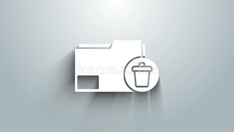 Vit borttagningsmappsikon isolerad på grå bakgrund. ta bort eller felmapp. stäng datorinformationsmapp 4k stock illustrationer