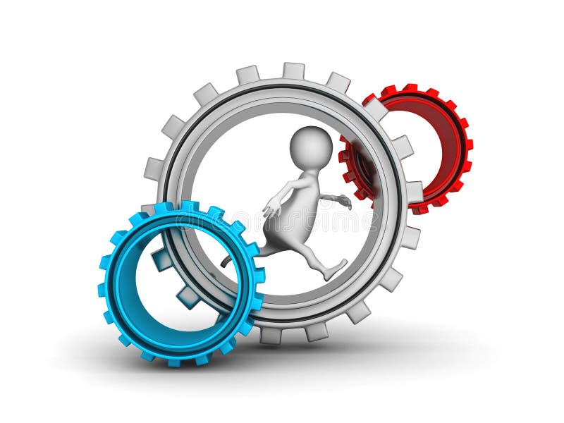 Vit 3d Person Running In Gears Mechanic royaltyfri bild Vit 3d Person Running In Gears Mechanic royaltyfri bild