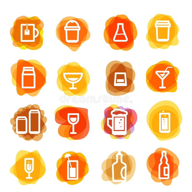 Vit drinksymbolsgem-konst på färgfläckar vektor illustrationer