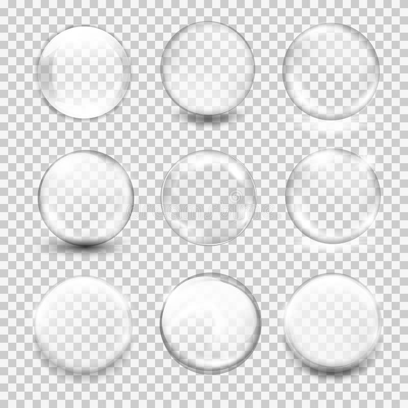 Vit genomskinlig glass sfär med ilskna blickar och viktig stock illustrationer