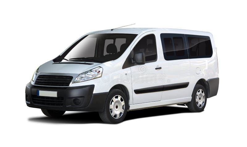 Vit mini- sikt för bussFiat Scudo sida som isoleras på vit arkivbild Vit mini- sikt för bussFiat Scudo sida som isoleras på vit arkivbild