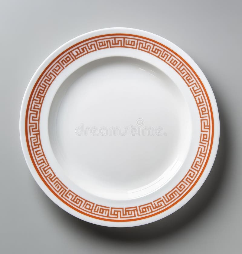 Vit platta med dekorativ orange geometrisk ram stock illustrationer