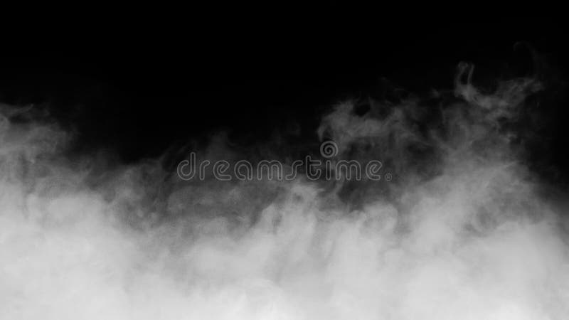 Vit rök eller dimma isolerad på svart bakgrund.