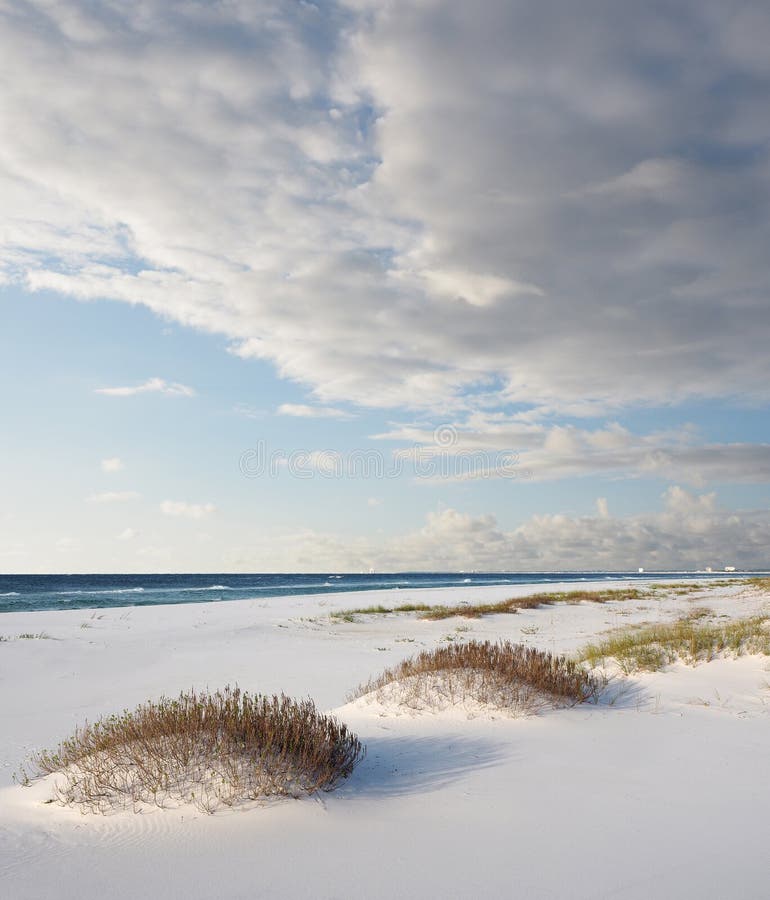 Beautiful White Sand Florida Beach on a Cloudy Day. Beautiful White Sand Florida Beach on a Cloudy Day