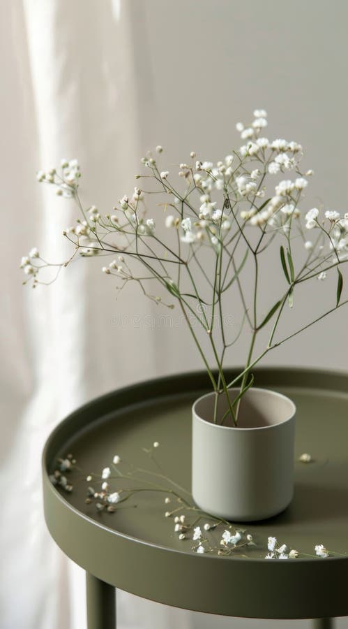 A vase filled with white flowers sits on a table, creating a simple yet elegant display. AI Generative AI generated. A vase filled with white flowers sits on a table, creating a simple yet elegant display. AI Generative AI generated