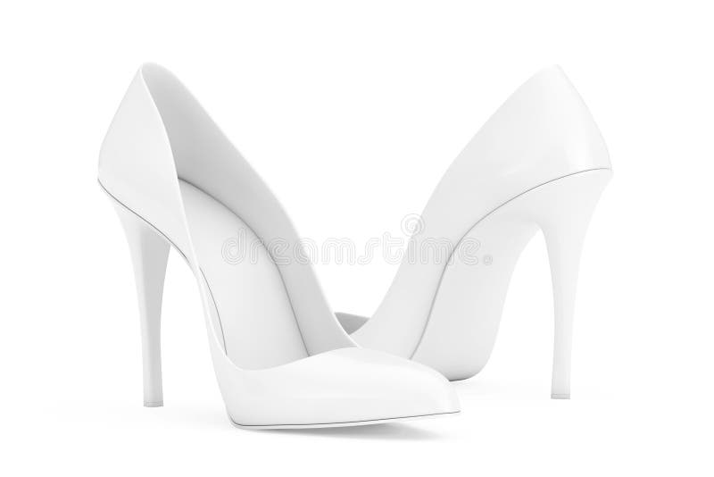 White High Heels Wooman Shooes in Clay Style on a white background. 3d Rendering. White High Heels Wooman Shooes in Clay Style on a white background. 3d Rendering