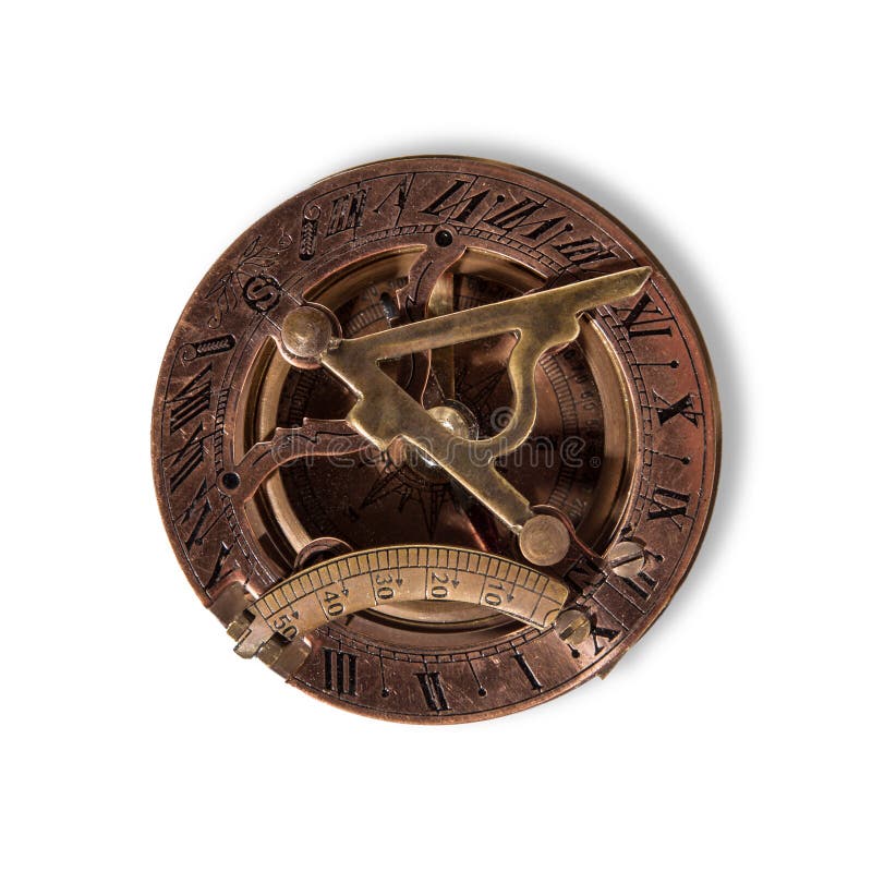 Vitage brass compass with sun-dial.