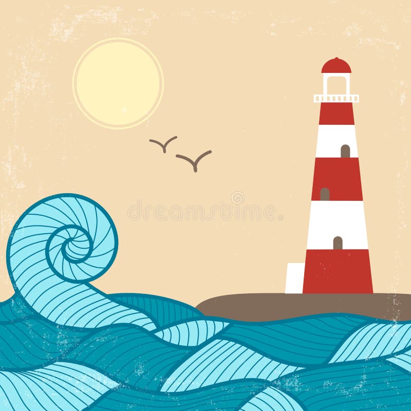 Vitage Poster with Lighthouse stock illustration Vitage Poster with Lighthouse stock illustration