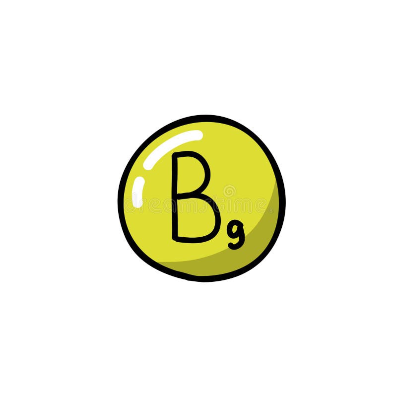 Vitamin b9 doodle icon stock illustration. Illustration of chemistry