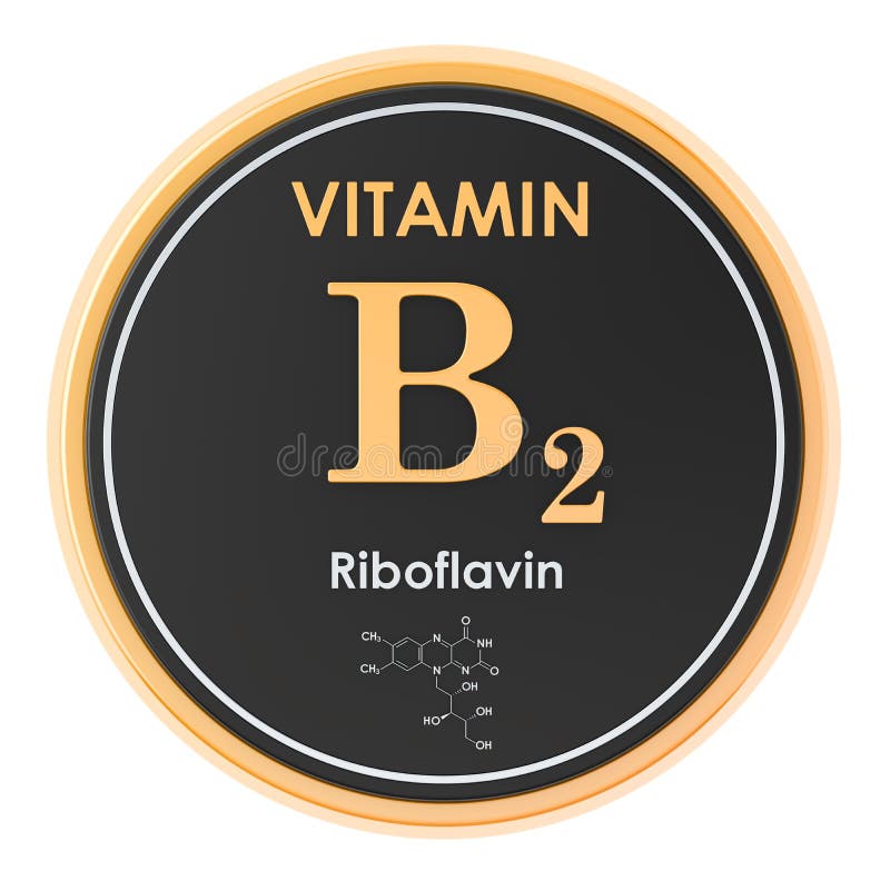 Vitamin B2, Riboflavin. Chemical Formula, Molecular Structure. 3 Stock