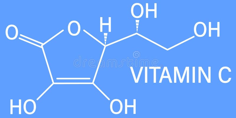 Vitamin C, Ascorbic Acid, Ascorbate Molecule. Skeletal Formula. Stock
