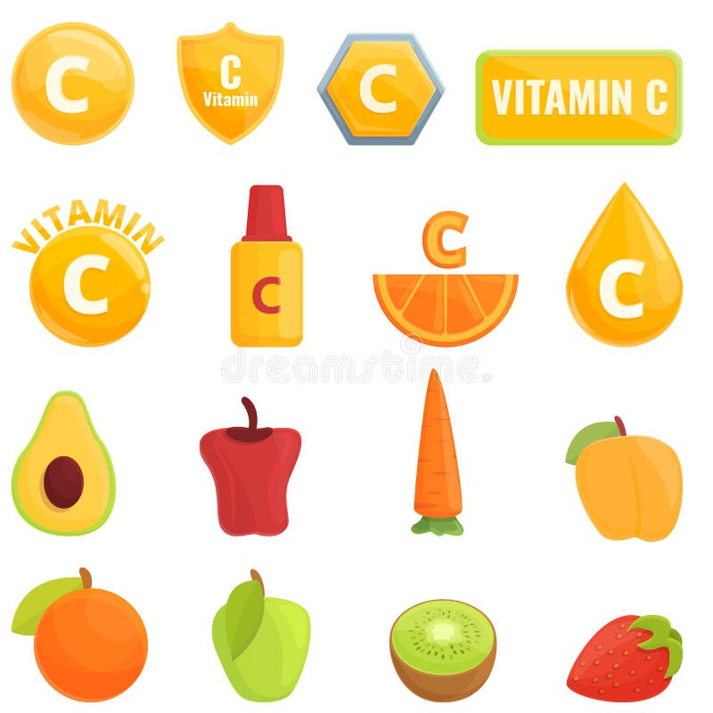 Vitamin c icon, cartoon style