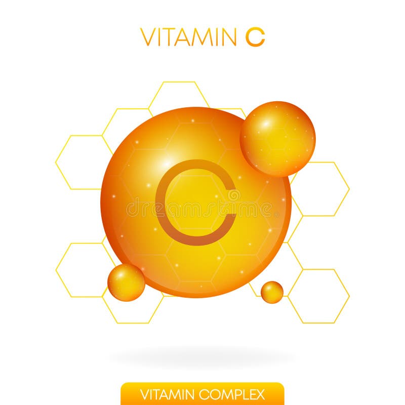 Vitamin C realistic icon. Pill capsule isolated on white background. Vector.