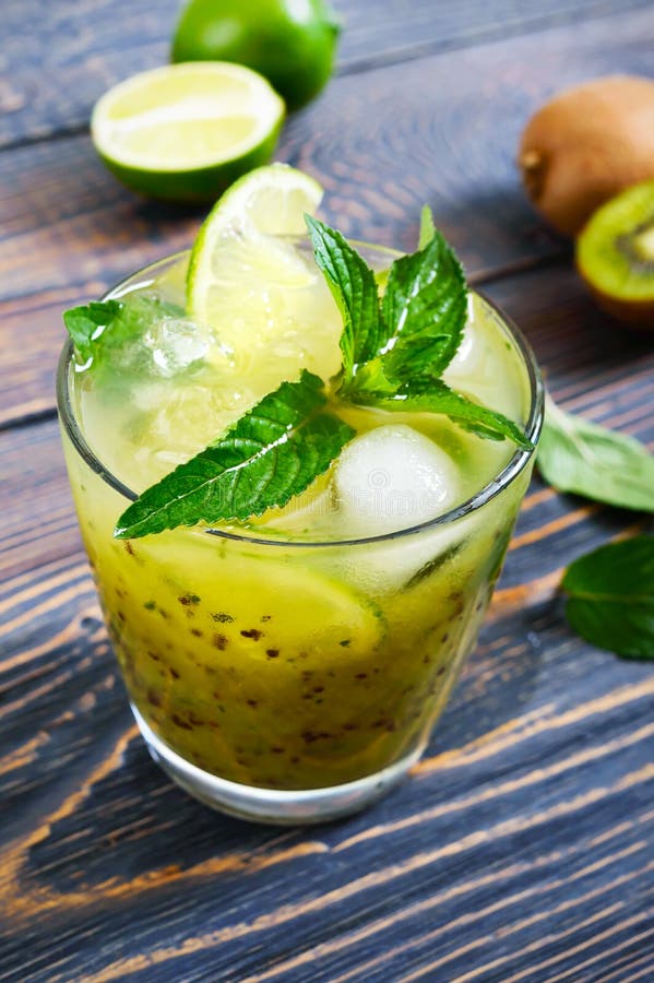 Vitamin Cocktail in a Glass on a Wooden Table. Stock Photo - Image of ...