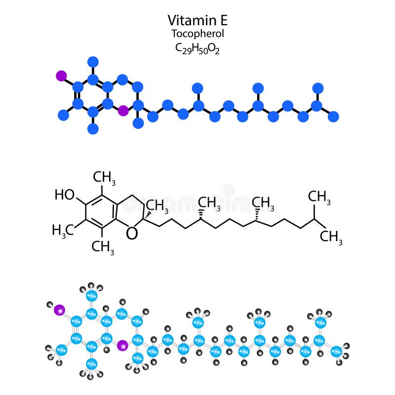 Vitamin E Molecular Structure. Tocopherol Skeletal Formula. Scientific