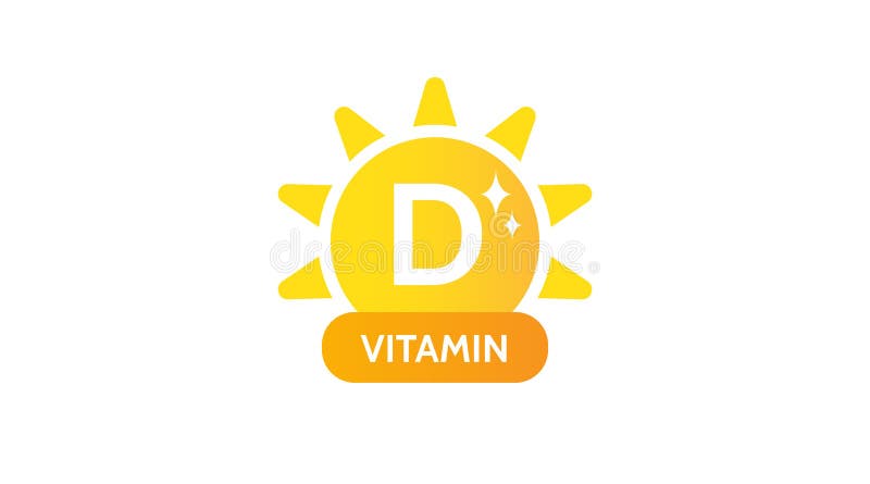 Vitamina d. design do logotipo do ícone de etiqueta. tema biológico ecologicamente orgânico da medicina. ilustração simples vetori